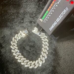 14MM VVS Iced Out Cuban Link Bracelet – White Gold